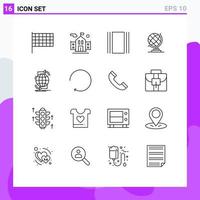 Set of 16 Modern UI Icons Symbols Signs for web internet horizontal global globe Editable Vector Design Elements