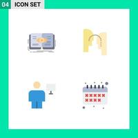 Set of 4 Commercial Flat Icons pack for knowledge avatar view head computer Editable Vector Design Elements