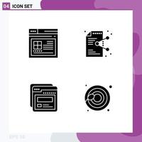 Set of 4 Commercial Solid Glyphs pack for internet page website document web Editable Vector Design Elements