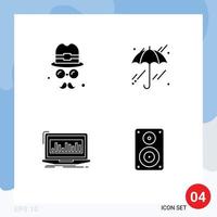 Mobile Interface Solid Glyph Set of 4 Pictograms of avatar index fathers rain stock Editable Vector Design Elements