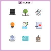 Set of 9 Vector Flat Colors on Grid for male time particle biochemistry lab Editable Vector Design Elements