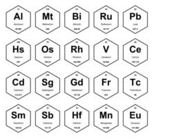 diseño de paquete de iconos de 20 tablas preiodicas de los elementos vector