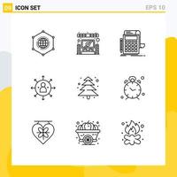 Pack of 9 Modern Outlines Signs and Symbols for Web Print Media such as job arrows theater abilities calculation Editable Vector Design Elements