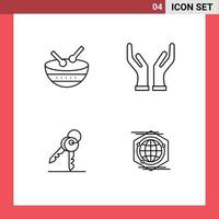 Set of 4 Modern UI Icons Symbols Signs for drum security parade hands globe Editable Vector Design Elements