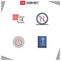 Pack of 4 creative Flat Icons of clip interface editing food power Editable Vector Design Elements