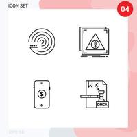 4 Line concept for Websites Mobile and Apps forecasting ecommerce scince denied shopping Editable Vector Design Elements