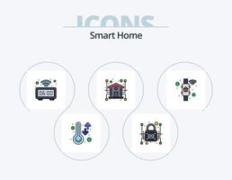 diseño de iconos de paquete de iconos llenos de línea de hogar inteligente 5. elegante. casa. pulsera. tablero. renovable vector