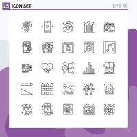 paquete de iconos de vectores de stock de 25 signos y símbolos de línea para el estado de volumen de oficina de calendario nuevos elementos de diseño de vectores editables