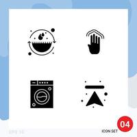 Pictogram Set of 4 Simple Solid Glyphs of earth day clean environmental protection gestures machine Editable Vector Design Elements