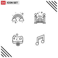 Pack of 4 Modern Filledline Flat Colors Signs and Symbols for Web Print Media such as cloud spa city beauty basic Editable Vector Design Elements