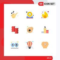 Modern Set of 9 Flat Colors Pictograph of meat cooking business beef seo Editable Vector Design Elements