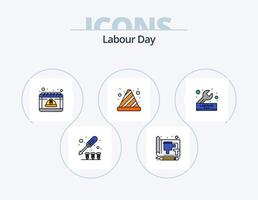 Labour Day Line Filled Icon Pack 5 Icon Design. repair. labor. day. gear. safety vector