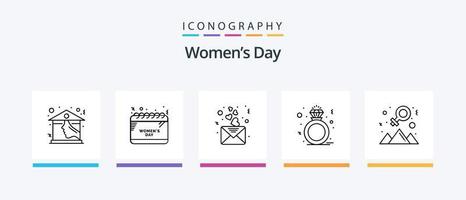 paquete de iconos de la línea 5 del día de la mujer que incluye presente. celebrar. mariposa. mujer. sexo. diseño de iconos creativos vector