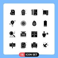 Universal Icon Symbols Group of 16 Modern Solid Glyphs of hardware computers coding card php Editable Vector Design Elements