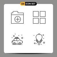 Pictogram Set of 4 Simple Filledline Flat Colors of add rent grid car fashion Editable Vector Design Elements