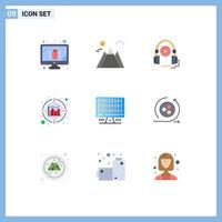 Pictogram Set of 9 Simple Flat Colors of server computer course web data Editable Vector Design Elements