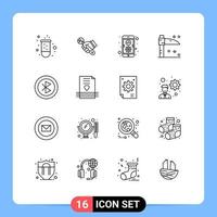 16 User Interface Outline Pack of modern Signs and Symbols of computer scythe hand holiday mobile Editable Vector Design Elements