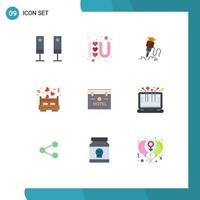 Universal Icon Symbols Group of 9 Modern Flat Colors of hotel love drill dating tool Editable Vector Design Elements