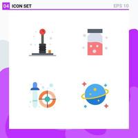 4 Universal Flat Icons Set for Web and Mobile Applications arcade color picker play health picker Editable Vector Design Elements