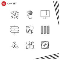 User Interface Pack of 9 Basic Outlines of cleaning location multiple touch direction virus Editable Vector Design Elements