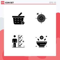 Group of 4 Solid Glyphs Signs and Symbols for buy job focus arrow tick Editable Vector Design Elements