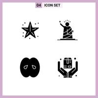 4 User Interface Solid Glyph Pack of modern Signs and Symbols of beach usa star liberty food Editable Vector Design Elements