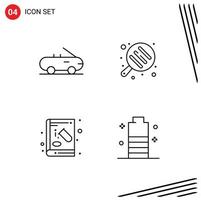 Stock Vector Icon Pack of 4 Line Signs and Symbols for cabriolet experiment cooking chemical charging Editable Vector Design Elements