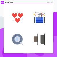 Pictogram Set of 4 Simple Flat Icons of heart disease play phone form Editable Vector Design Elements