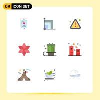 Set of 9 Modern UI Icons Symbols Signs for gift celebration alert plant flower Editable Vector Design Elements