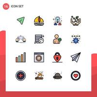 16 User Interface Flat Color Filled Line Pack of modern Signs and Symbols of entertainment gaming design game invest Editable Creative Vector Design Elements