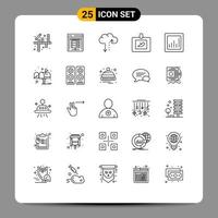 Mobile Interface Line Set of 25 Pictograms of graph analytics cloud ultrasound diagnostics Editable Vector Design Elements