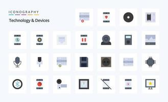 25 Devices Flat color icon pack vector