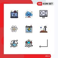 Pictogram Set of 9 Simple Filledline Flat Colors of power person computer human development Editable Vector Design Elements