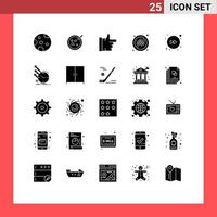 Pictogram Set of 25 Simple Solid Glyphs of inspection right like forward organic Editable Vector Design Elements