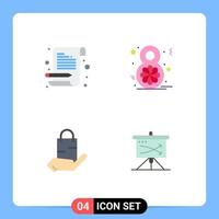 4 Thematic Vector Flat Icons and Editable Symbols of letter ecommerce scratch pad women day shop Editable Vector Design Elements