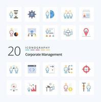 20 Corporate Management Flat Color icon Pack like person employee website abilities job vector