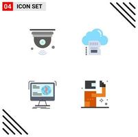 Pictogram Set of 4 Simple Flat Icons of camera archive iot card content Editable Vector Design Elements