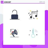 4 Universal Flat Icons Set for Web and Mobile Applications control atoumation unlock music digital Editable Vector Design Elements