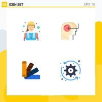 4 Thematic Vector Flat Icons and Editable Symbols of construction worker pallete worker head swatch Editable Vector Design Elements