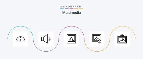 paquete de iconos de línea multimedia 5 que incluye . imagen. fotografía vector