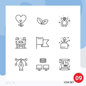 User Interface Pack of 9 Basic Outlines of mark country spring school chair Editable Vector Design Elements