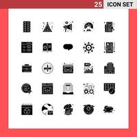 Modern Set of 25 Solid Glyphs Pictograph of listing filing trade check turban Editable Vector Design Elements