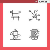 User Interface Pack of 4 Basic Filledline Flat Colors of balance connect gym network radiation Editable Vector Design Elements