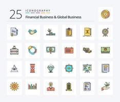 Financial Business And Global Business 25 Line Filled icon pack including note. report. partner. presentation. success vector