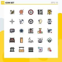 25 Universal Filled line Flat Colors Set for Web and Mobile Applications planning develop target coding soldier Editable Vector Design Elements