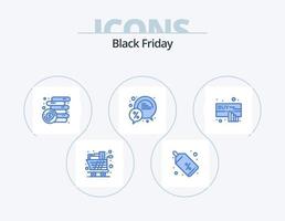 Black Friday Blue Icon Pack 5 diseño de iconos. venta. descuento. etiqueta de precio. chat. monedas vector