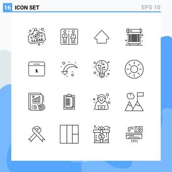 Outline Pack of 16 Universal Symbols of date system arrow heat cooling Editable Vector Design Elements