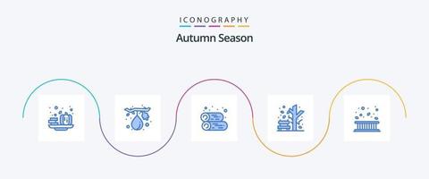 paquete de iconos otoño azul 5 que incluye borde. árbol. cabina. planta. otoño vector