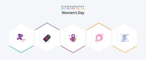 Womens Day 25 Flat icon pack including equality. women sign. women sign. gender. women celebrate vector