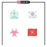 Pictogram Set of 4 Simple Flat Icons of mail bio education focus sign Editable Vector Design Elements